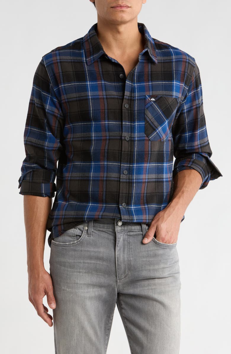 Quiksilver Buffalo Plaid Cotton Flannel Shirt, Main, color, Estate Blue