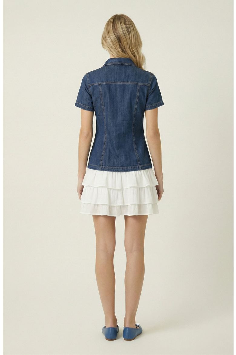 Tailored Denim Front Button Shirt, Alternate, color, Indigo / Medium-Wash