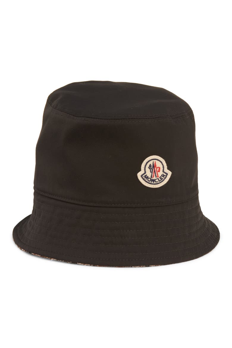 Reversible Check Logo Patch Bucket Hat, Alternate, color, BROWN/ BEIGE CHECK