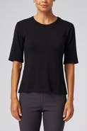 Franne Golde Structured Knit Elbow Sleeve Tee