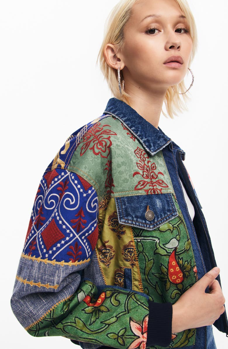 Desigual Amsterdam Embroidered Denim Jacket, Alternate, color,