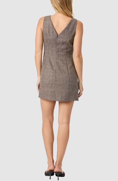 Lush Glen Plaid Sleeveless Minidress In Brown