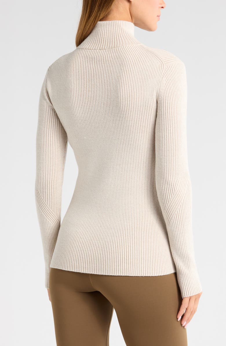 Zella Après Ski Half Zip Rib Sweater, Alternate, color, Ivory Egret