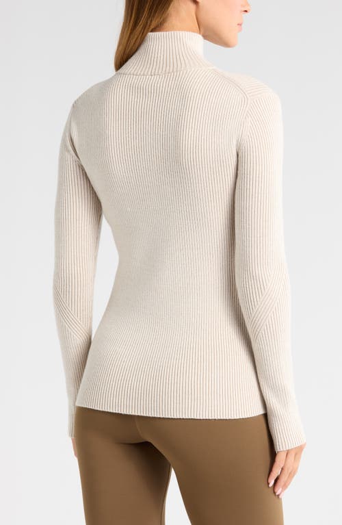 Zella Après Ski Half Zip Rib Sweater In Ivory Egret