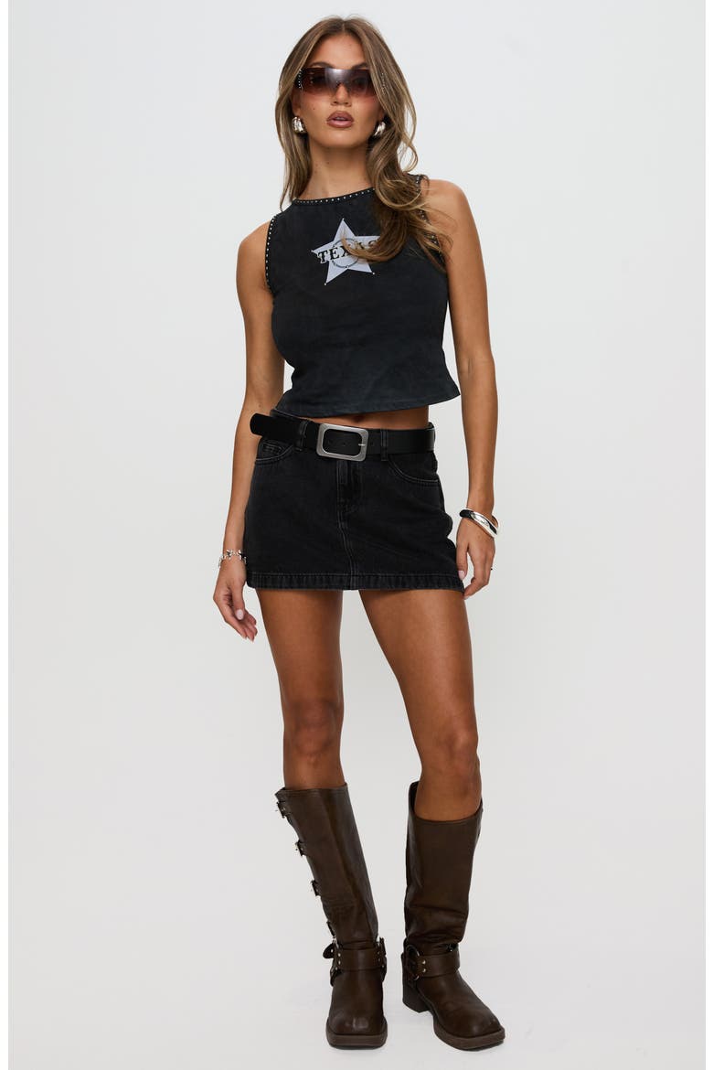 Dickei Denim Miniskirt, Alternate, color, BLACK
