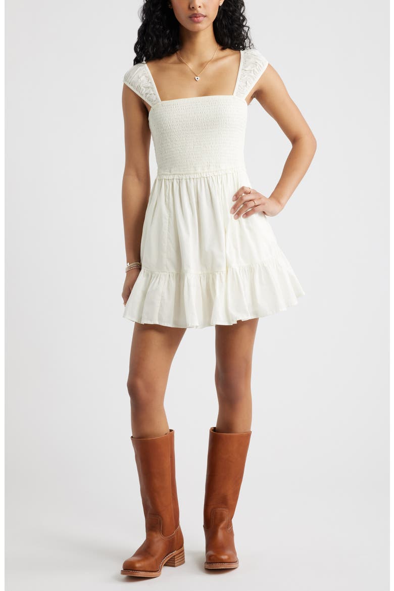 Cap Sleeve Cotton Minidress, Main, color, IVORY