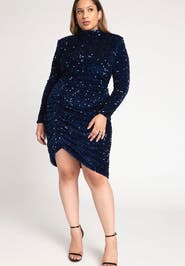 ELOQUII Ruched Sequin Dress