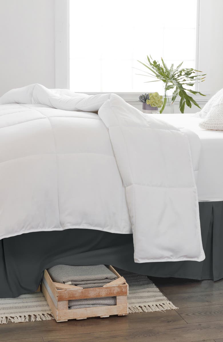 HOMESPUN Premium Pleated Dust Ruffle Bed Skirt, Main, color, Gray