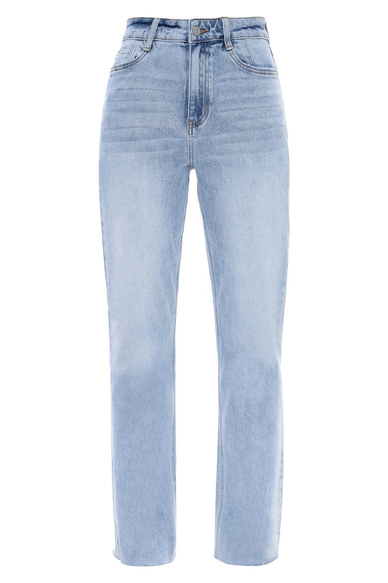 Raw Hem High Waist Wide Leg Jeans, Alternate, color, GLACIER