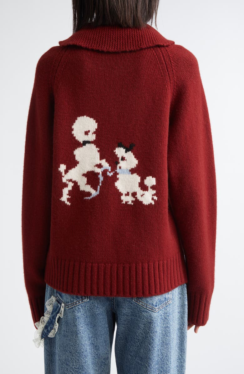 Tanner Fletcher Gender Inclusive Wellington Poodle Full Zip Wool Cardigan, Alternate, color, Oxblood