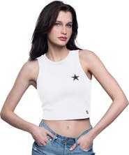 STARTER Women's Starter  White Dallas Cowboys Show Up Cropped Tank Top