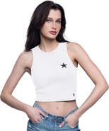 STARTER Women's Starter White Dallas Cowboys Show Up Cropped Tank Top