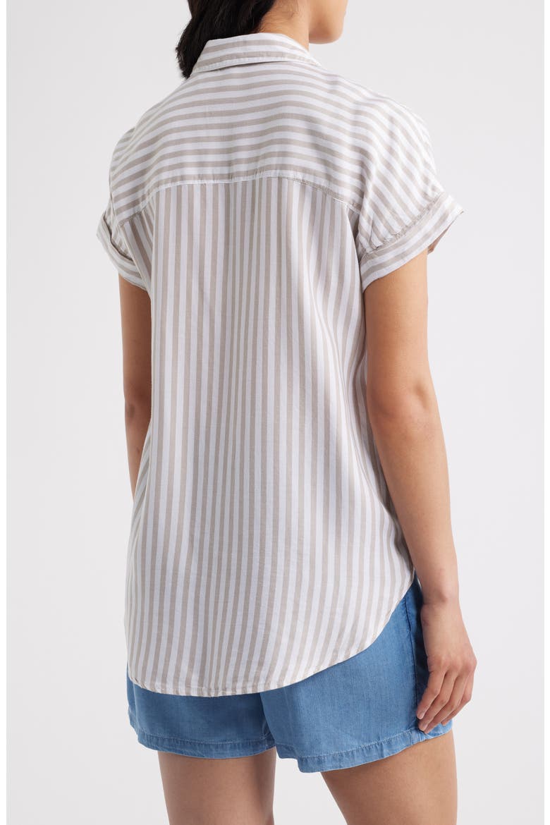 Kenzie Stripe Short Sleeve Button-Up Shirt, Alternate, color, SANDY SHORE