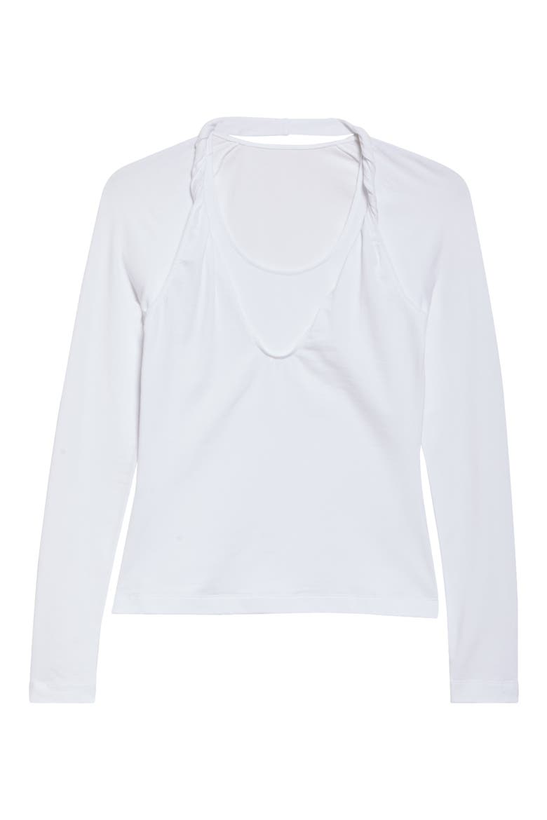 Camille Layered Stretch Cotton Top, Alternate, color, WHITE