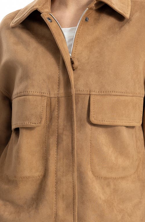 Max Studio Faux Suede Jacket In Camel