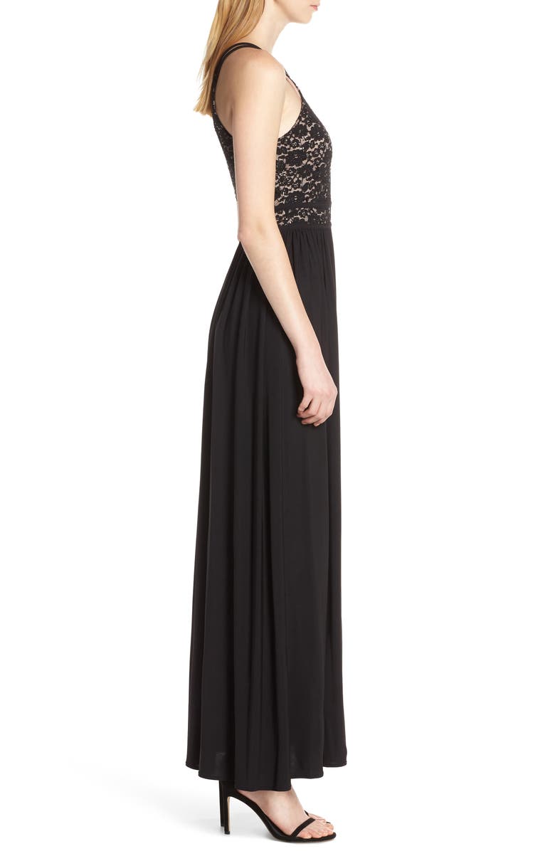 Morgan & Co. Lace & Chiffon A-Line Gown, Alternate, color,