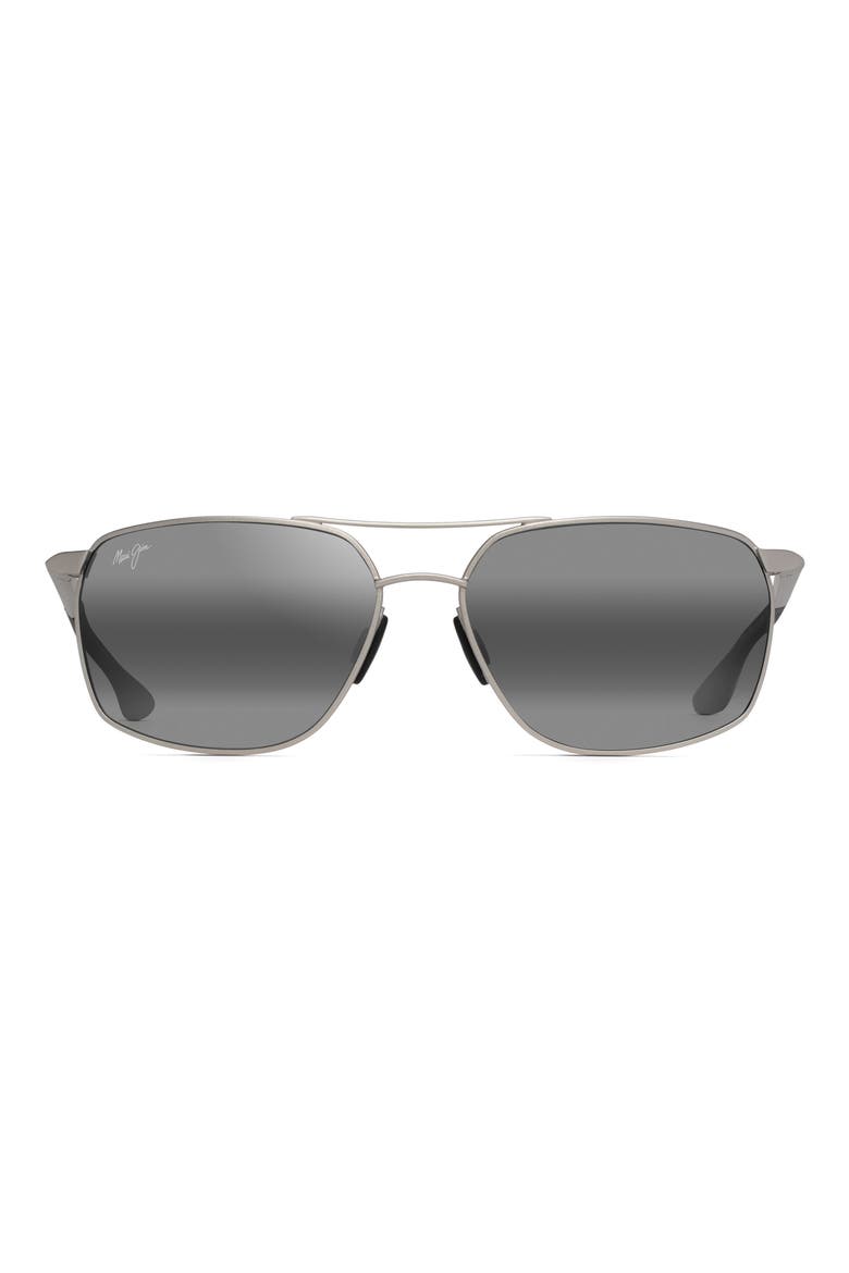 Puu Kukui 58mm Polarized Rectangle Sunglasses, Main, color, SILVER