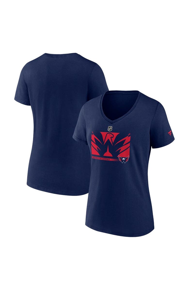 FANATICS Women's Fanatics Branded Navy Washington Capitals Authentic Pro Core Collection Secondary Logo V-Neck T-Shirt, Main, color, 