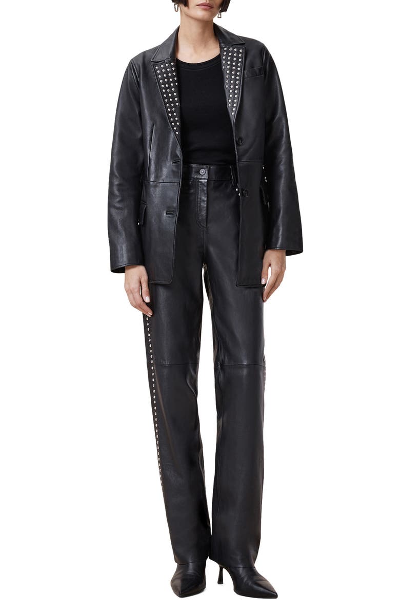 AllSaints Saige Studded Leather Pants, Alternate, color, 