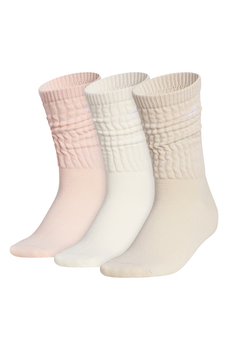 adidas Scrunch Athletic 3-Pack Crew Socks, Main, color, Blush Pink/ White/ Beige