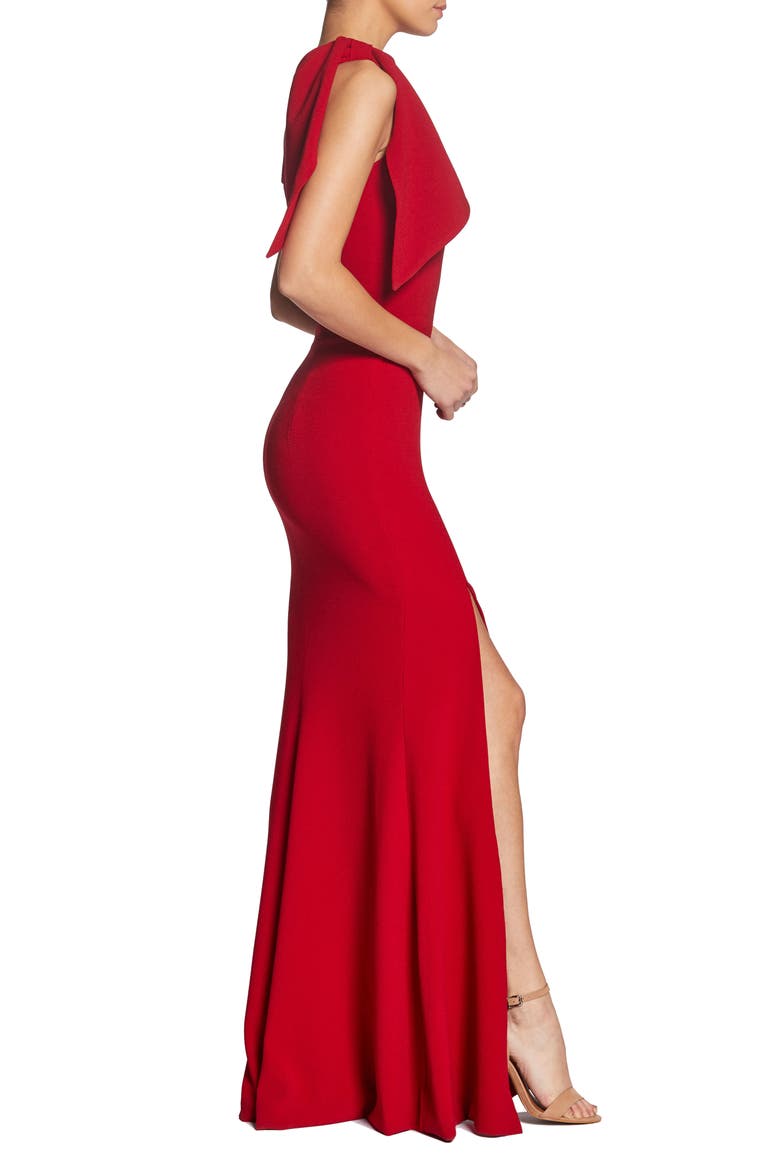 Georgina One-Shoulder Crepe Gown, Alternate, color, GARNET