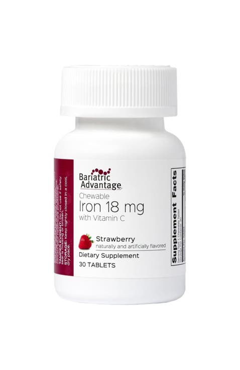 Iron 18 mg with Vitamin C Chewable Strawberry Supplement Tablets - 30 Count