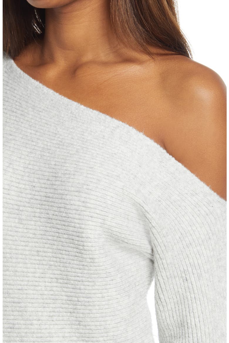 Ribbed One-Shoulder Pullover, Alternate, color, GREY LIGHT HEATHER