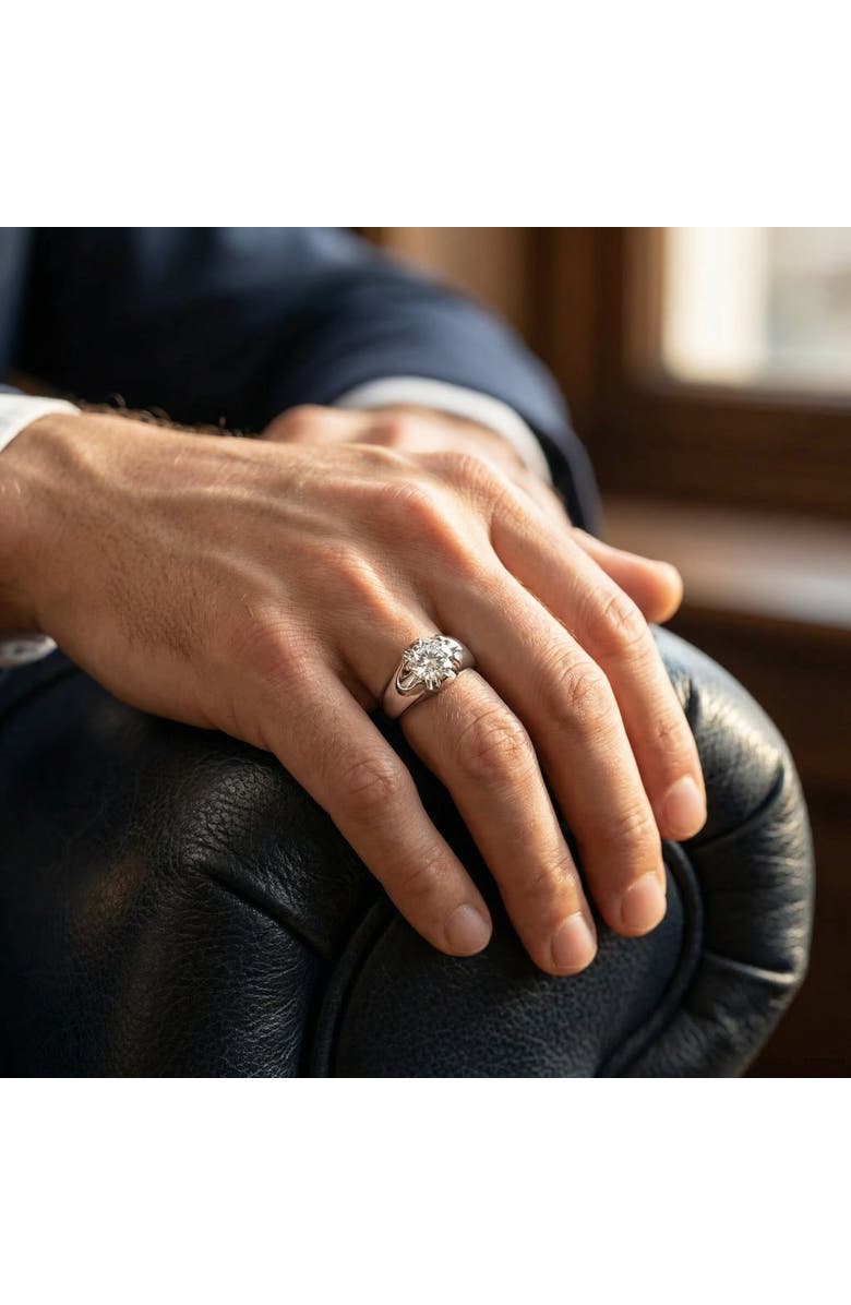 Bliss Diamond Mens 1 1/2ct Diamond Solitaire Belcher Wedding Ring 14k Gold Lab Grown, Alternate, color, 14K White Gold