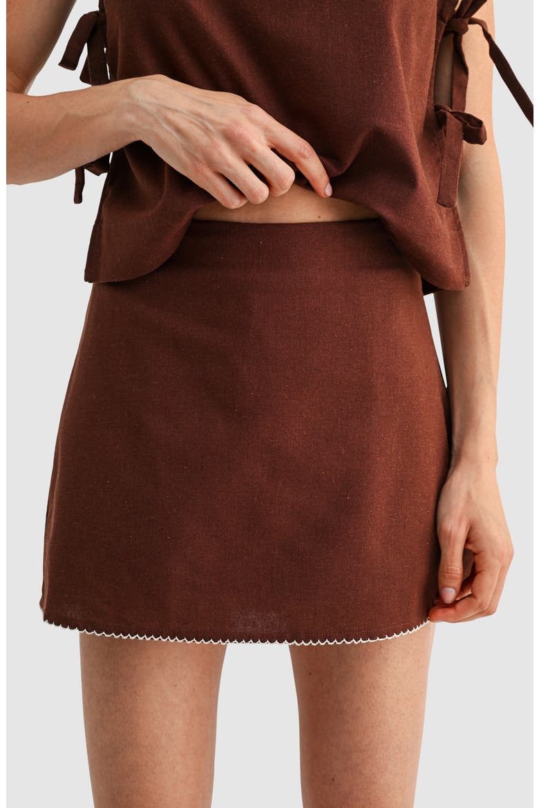 Cotton & Linen Mini Skort, Alternate, color, CHOCOLATE OATMEAL