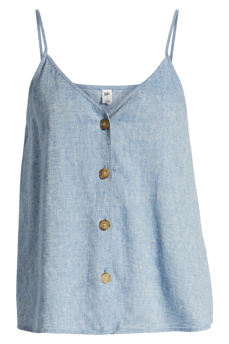 Linen Blend Camisole Top, Alternate, color, BLUE PLACID CD
