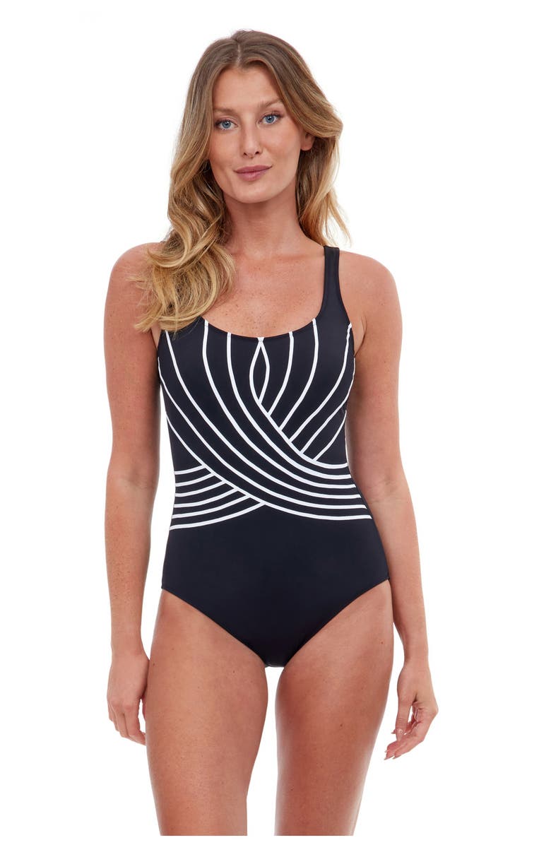 Gottex Embrace Surplice One Piece, Main, color, Black