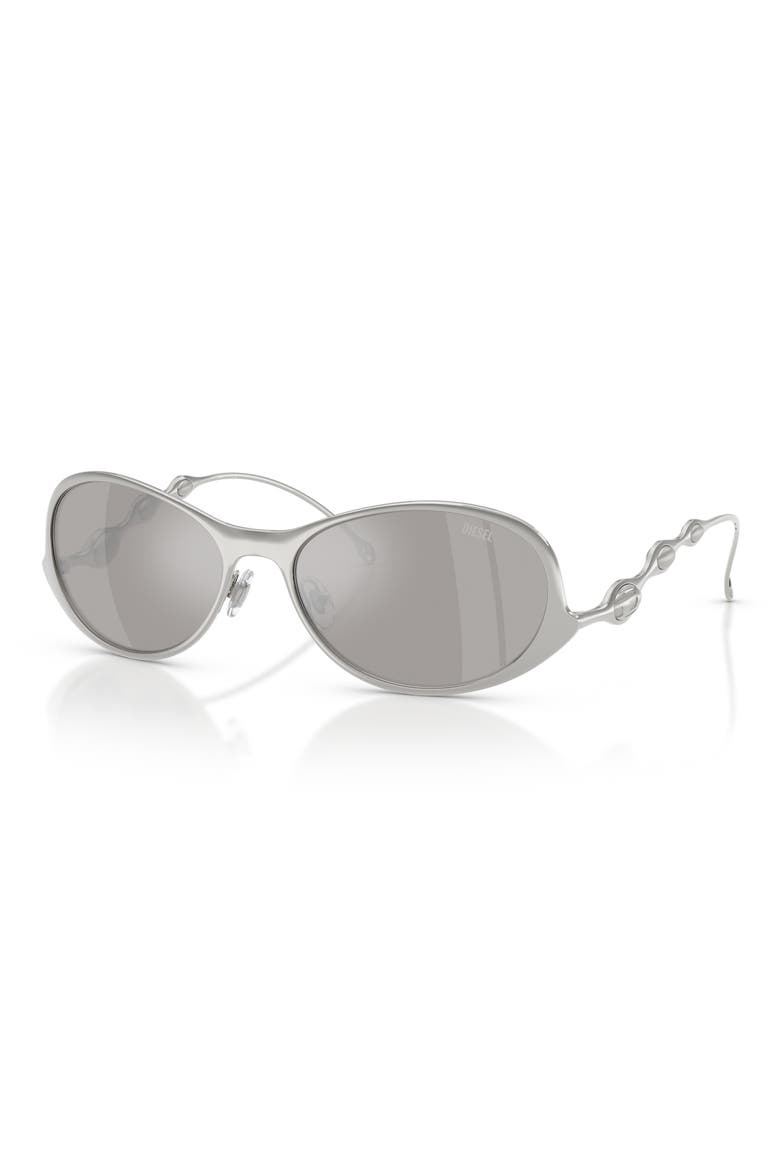 56mm Oval Sunglasses, Alternate, color, SHINY SILVER / MIRROR SILVER