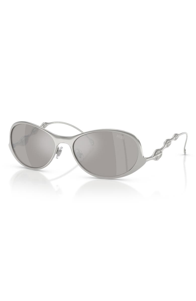 DIESEL<sup>®</sup> 56mm Oval Sunglasses, Alternate, color, Shiny Silver / Mirror Silver