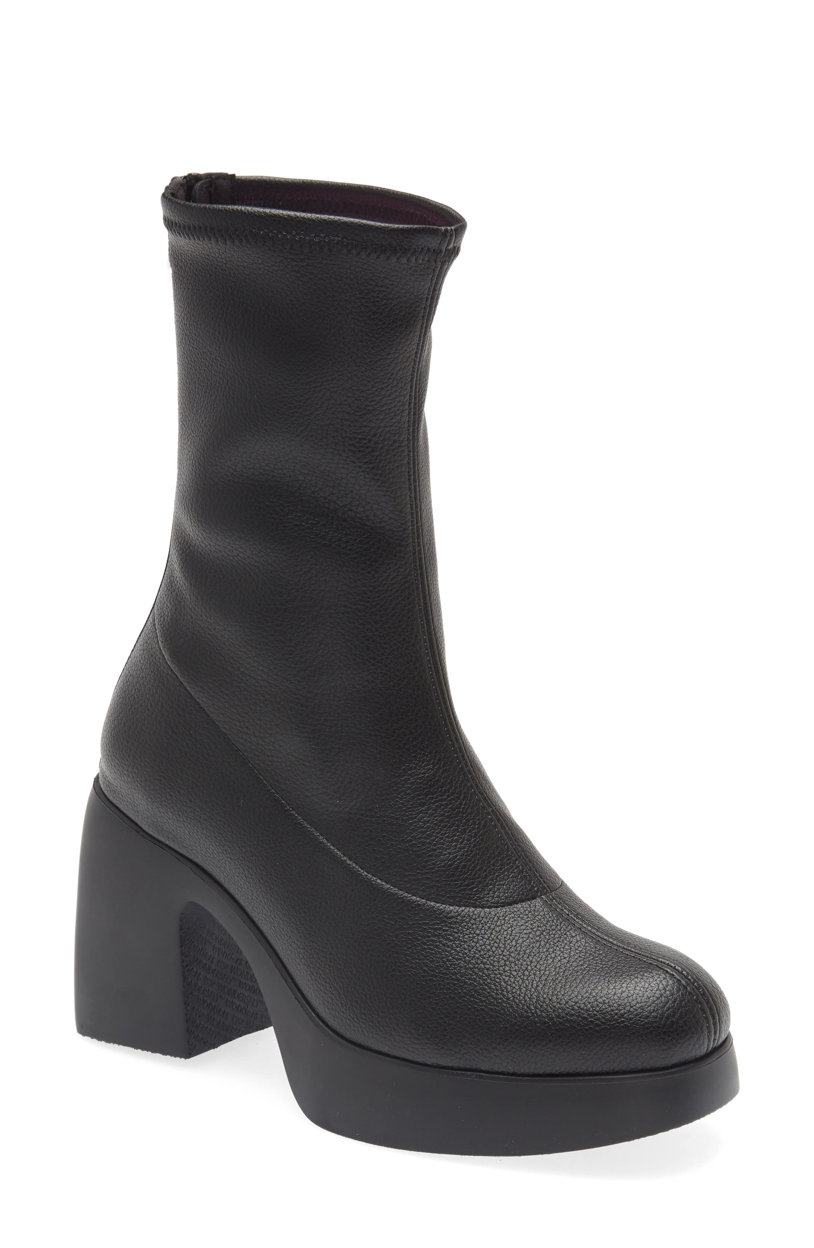 Wonders Platform Stretch Bootie, Main, color, Black