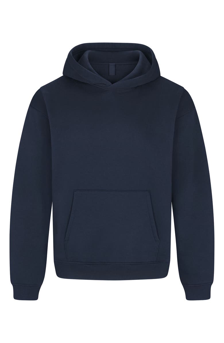 SKIMS Fleece Lounge Relaxed Hoodie, Alternate, color, Navy