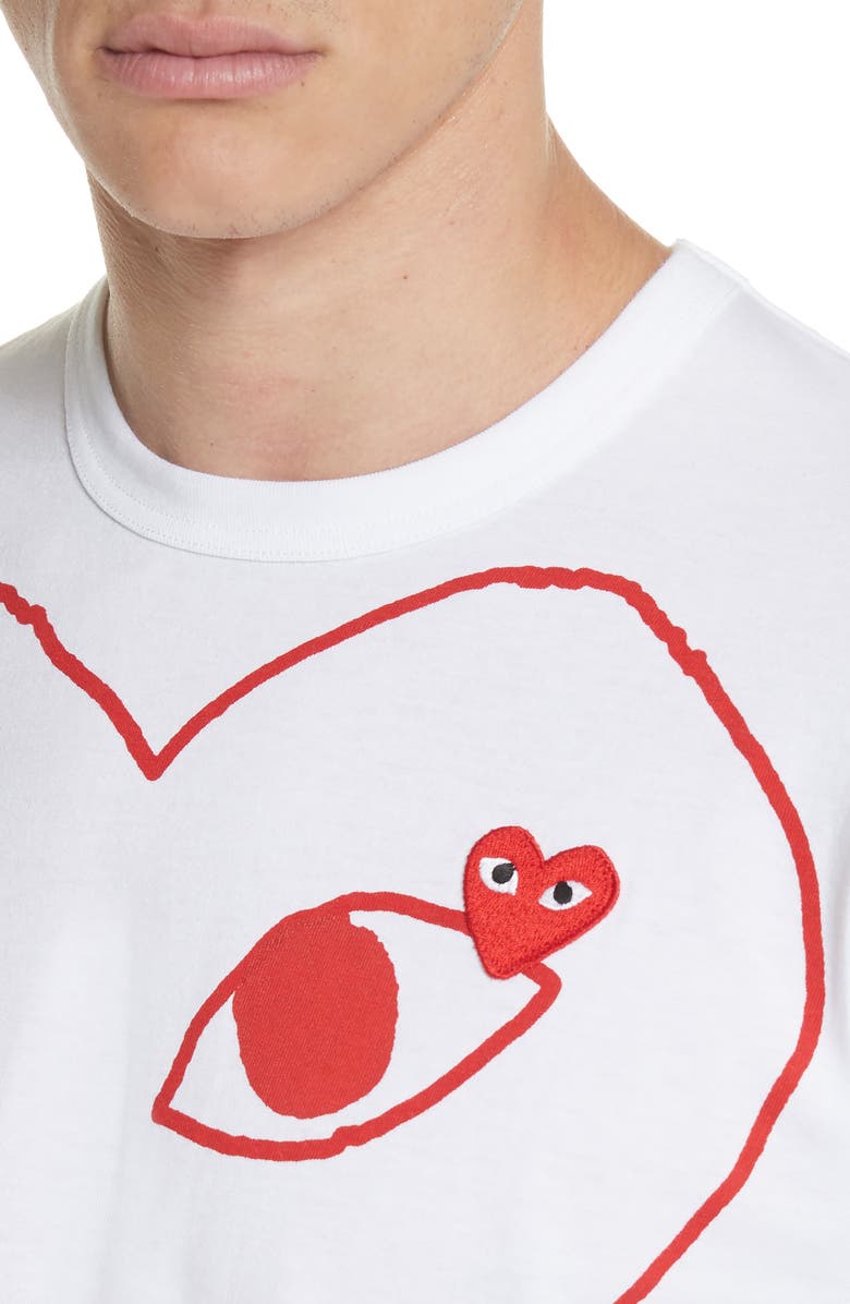 Comme des Garçons PLAY Outline Heart Graphic Tee, Alternate, color, 