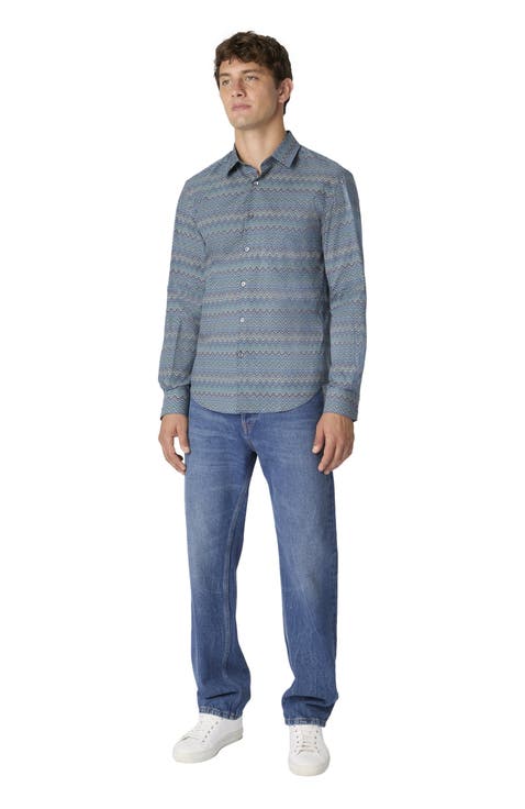 Poplin Cotton Shirt With Zigzag Pattern