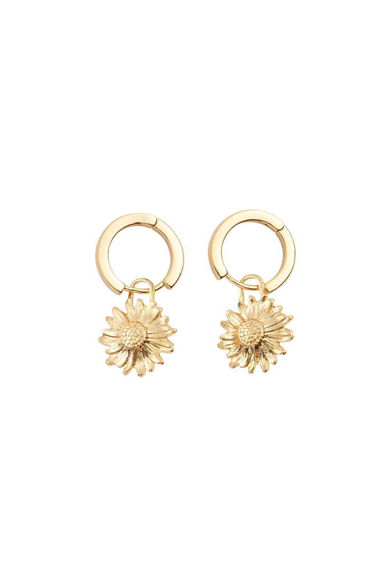 Daisy Huggie Earrings, Alternate, color, Gold