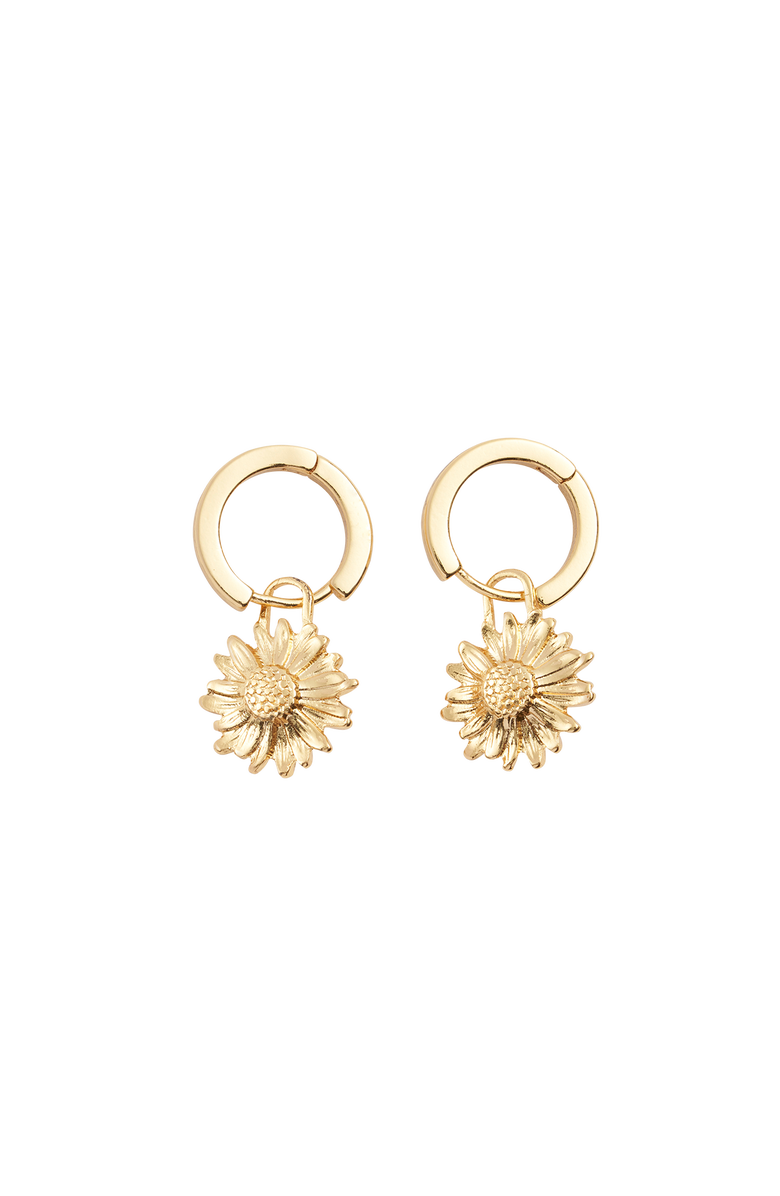 Fable England Daisy Huggie Earrings, Alternate, color, Gold