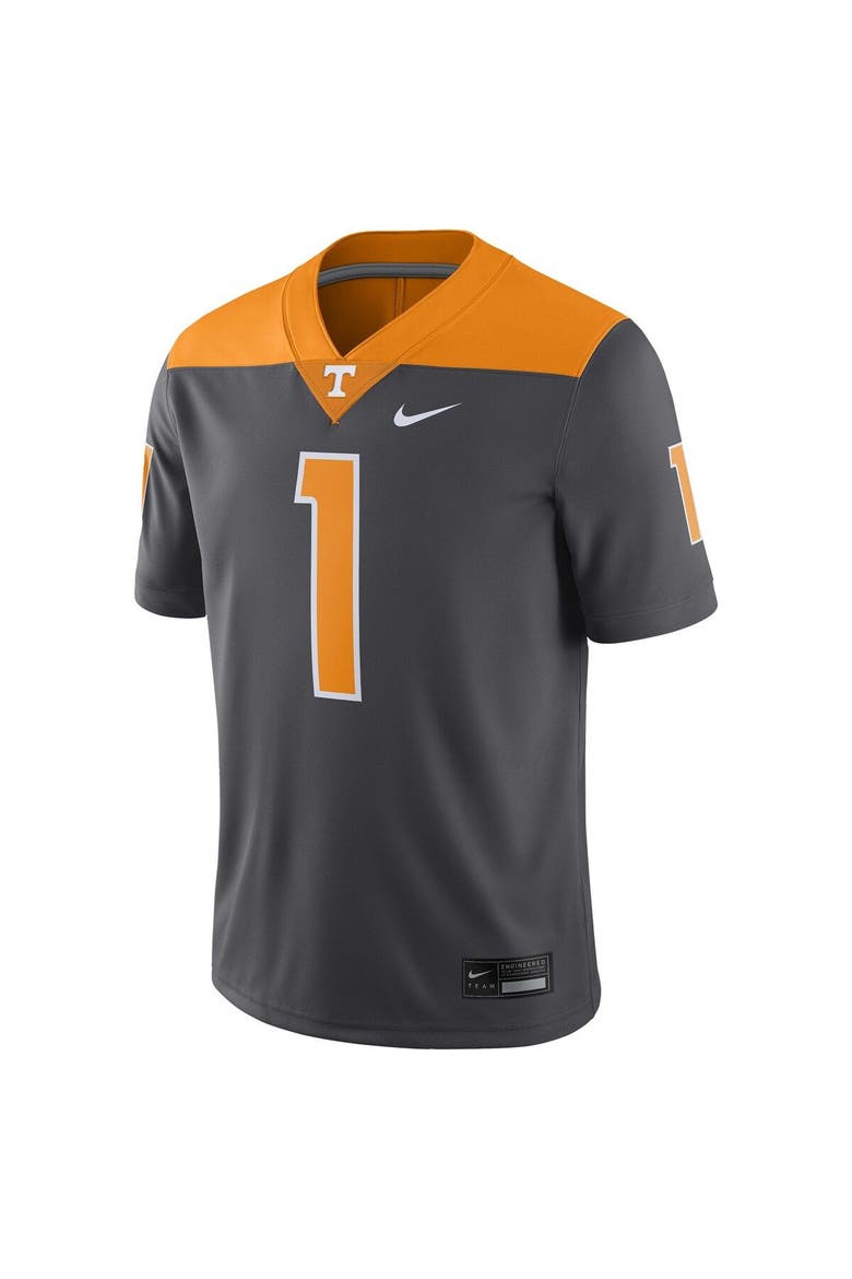 Men's Nike #1 Anthracite Tennessee Volunteers Alternate Game Jersey, Alternate, color, Anthracite
