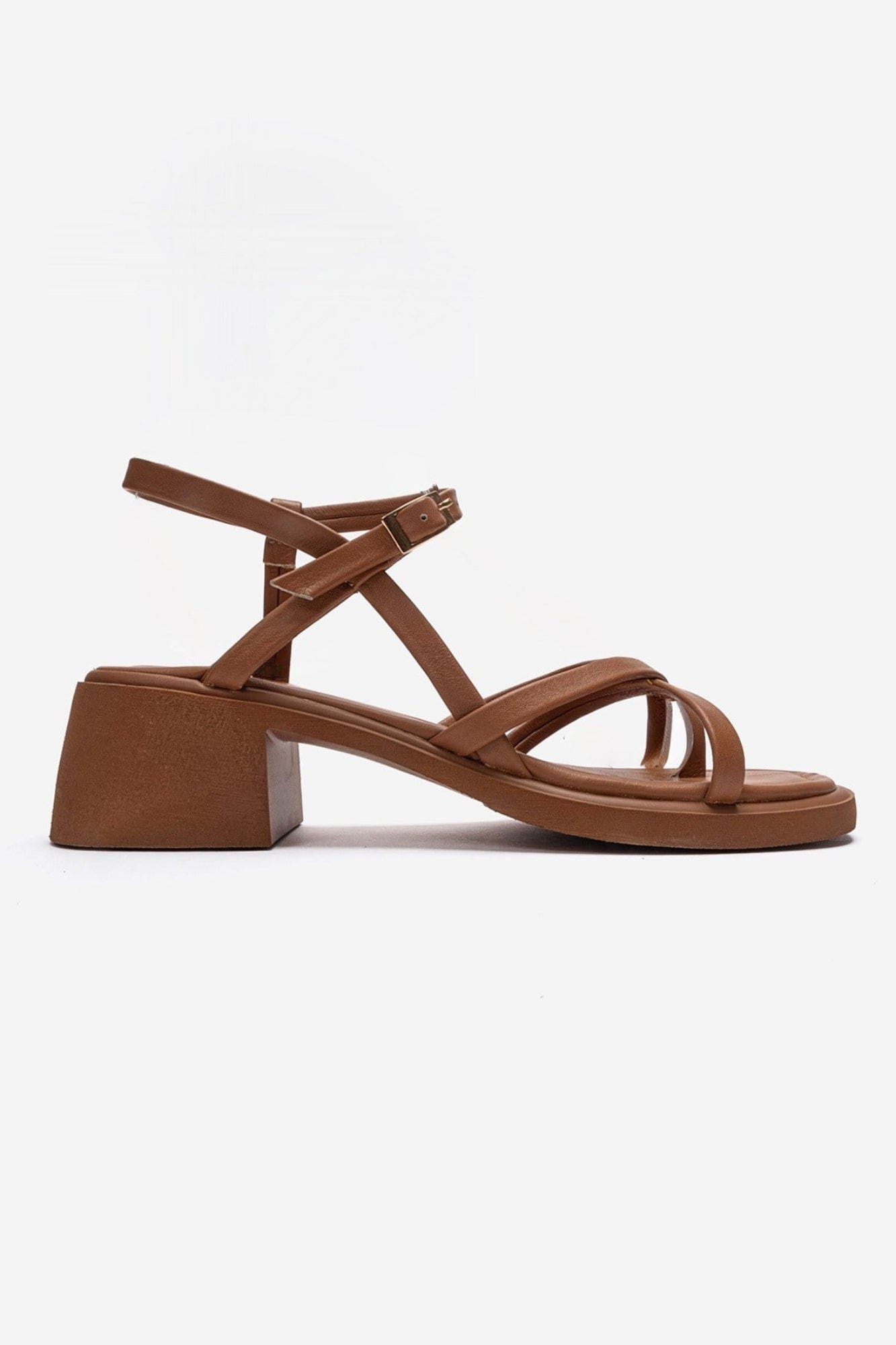 Cirelle Leather Block Heel Sandal, Alternate, color, Cognac
