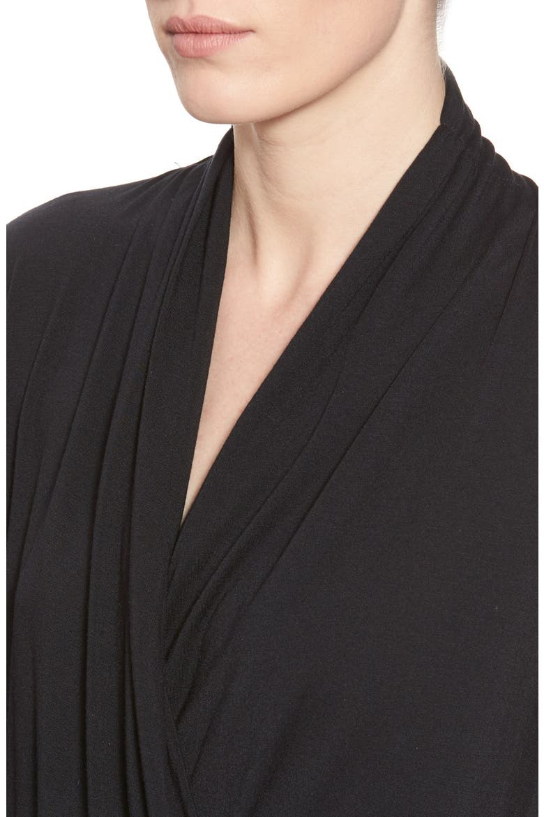 'Angela' Long Sleeve Wrap Front Top, Alternate, color, BLACK