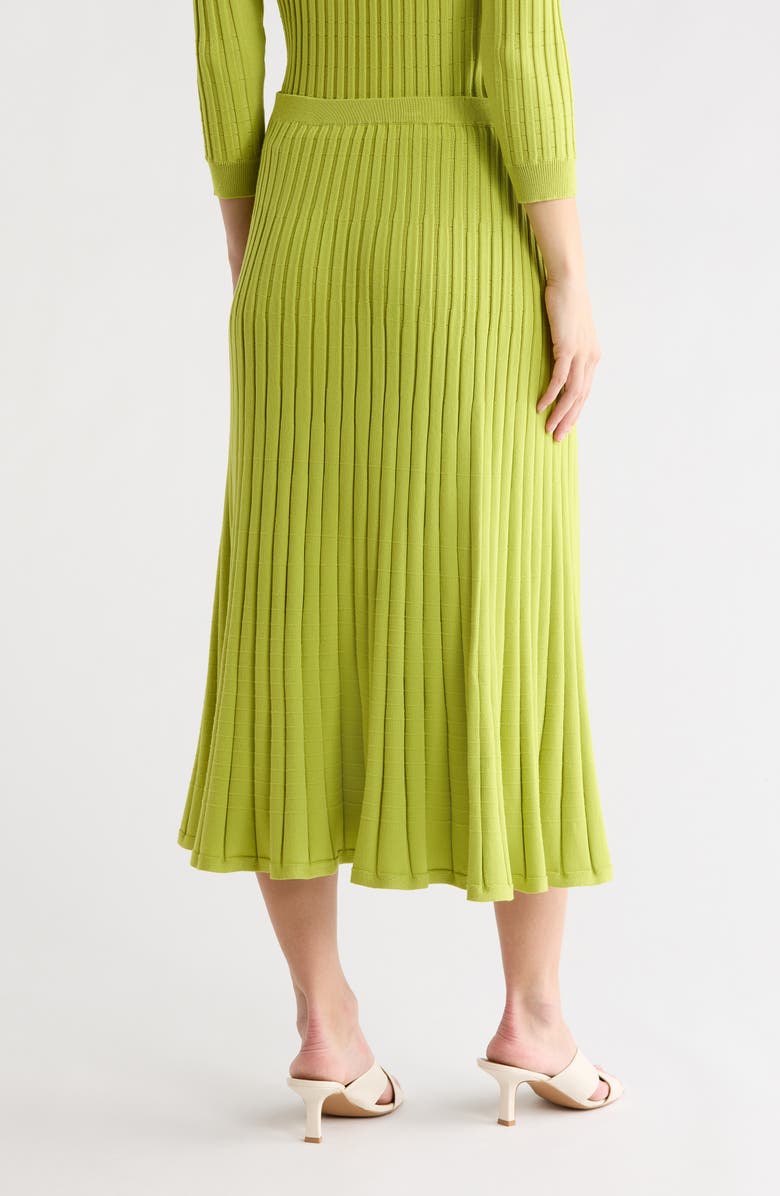 KAY UNGER SPORTSWEAR Rib Knit Midi Skirt, Alternate, color, Bright Chartreuse