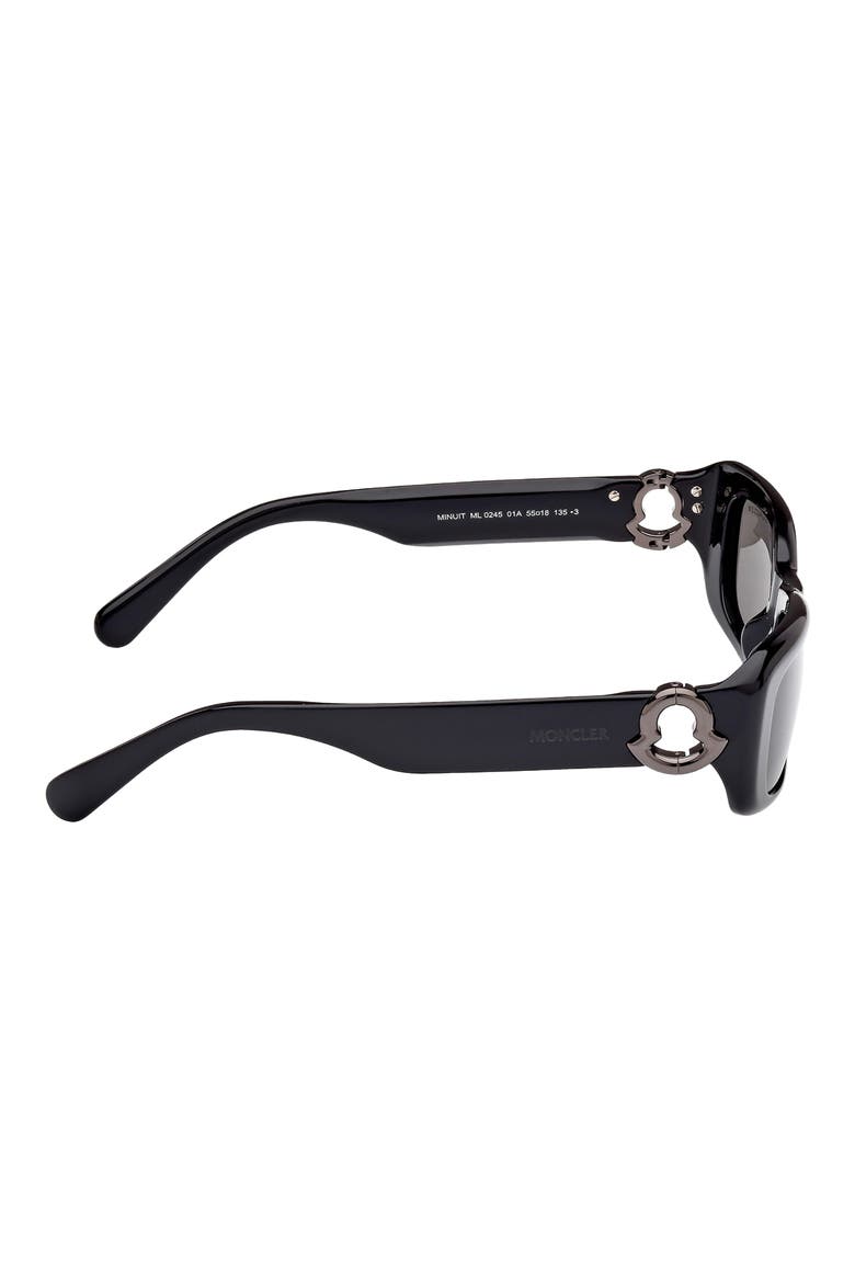 55mm Rectangular Sunglasses, Alternate, color, BLACK/ GUNMETAL/ SMOKE