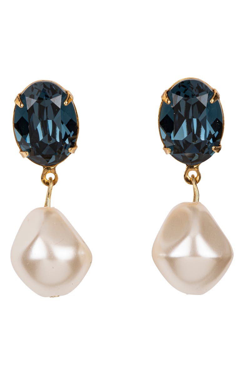 Jennifer Behr Tunis Crystal & Faux Pearl Drop Earrings, Main, color, Sapphire