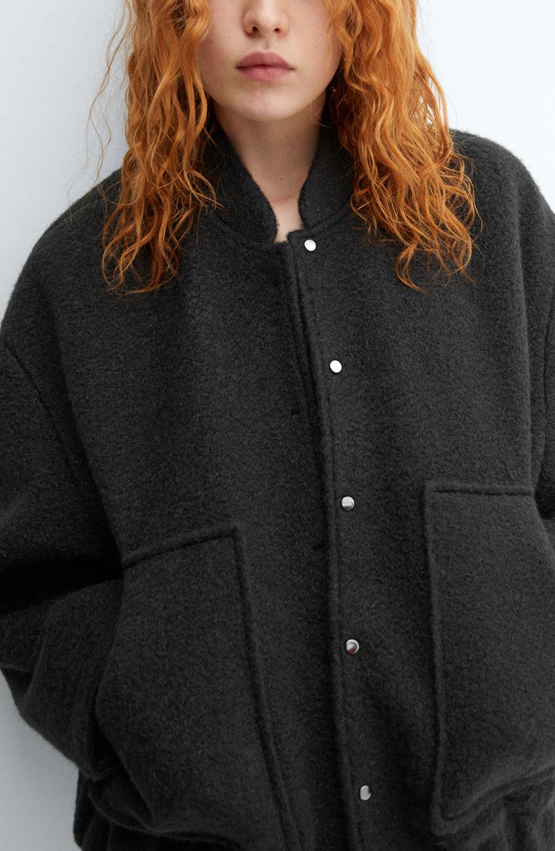 MANGO Oversize Textured Bomber Jacket, Alternate, color, 