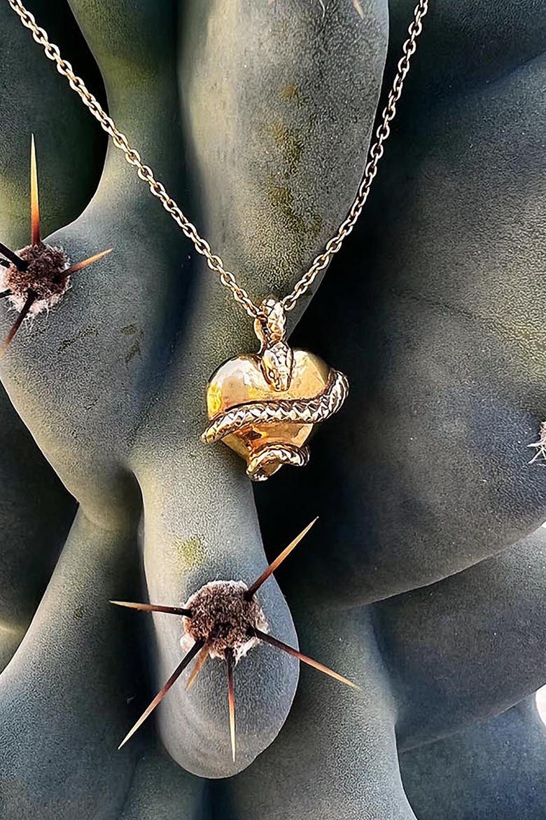 Wise Heart Charm Necklace, Alternate, color, Gold