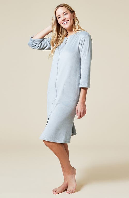 Softies Serenity 3/4 Sleeve Short Zip Robe In Grey
