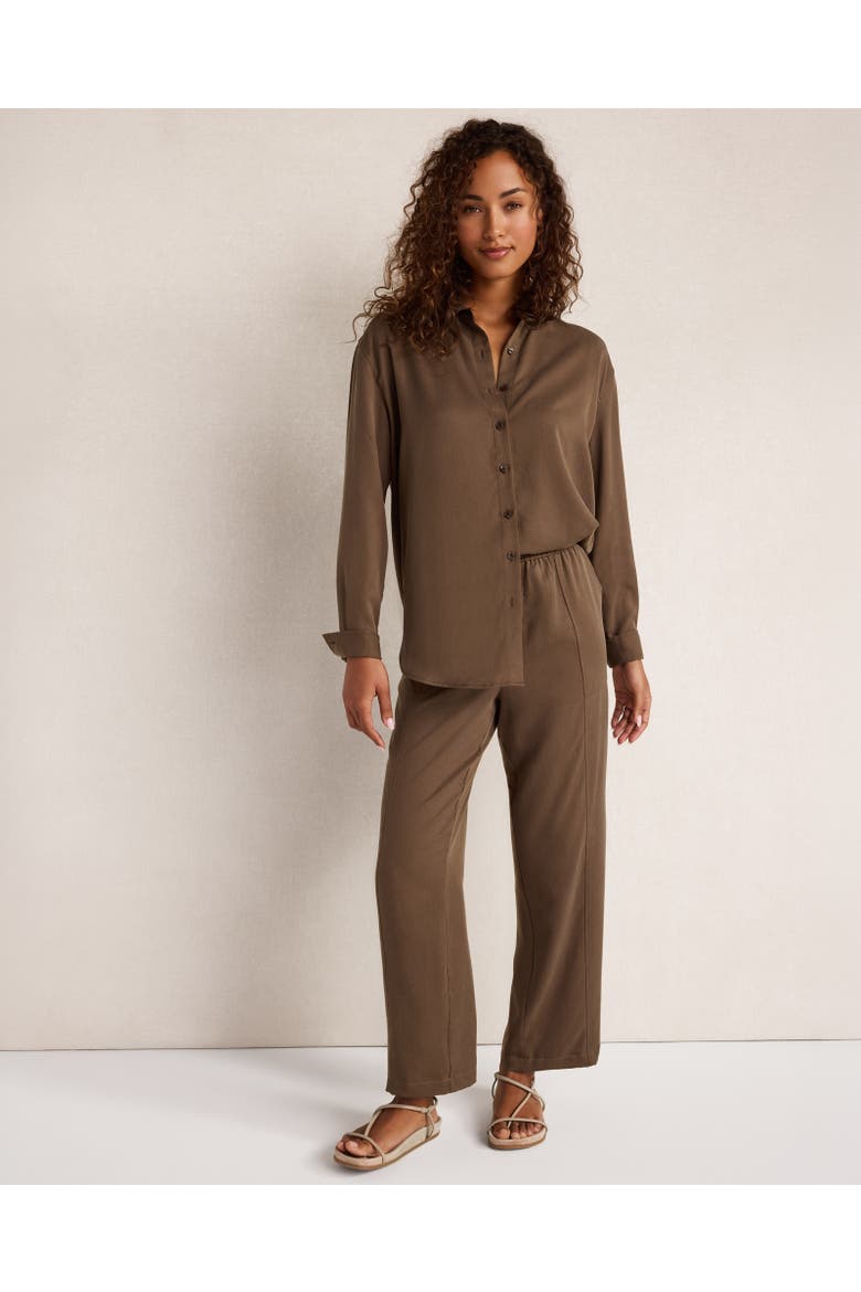 Drapey Twill Tapered Leg Pants, Main, color, Deep Mocha