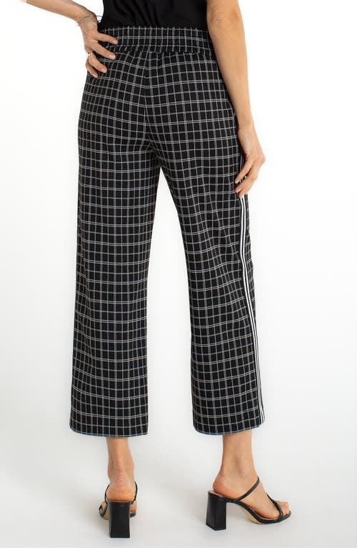 Liverpool Los Angeles Mabel Plaid Pull-on Crop Wide Leg Pants In Black